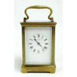 A late 19th century French brass cased carriage clock,