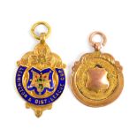 An early 20th century 9ct yellow gold and enamel Leamington & District League Cup medallion,