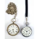 An early 20th century Swiss silver open face key wind pocket watch,