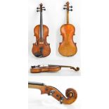 A full size German violin, the indistinct label dated 1873, with two-piece back 35.8cm.