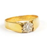 An 18ct yellow gold diamond solitaire ring, the round cut stone approx 0.