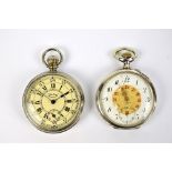 A Swiss 800 standard silver open face crown wind pocket watch,