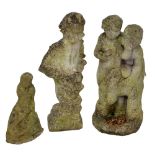 Three reconstituted stone figures.