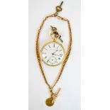 An 18ct yellow gold Chester hallmarked key wind open face pocket watch,