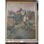 RONALD OSSORY DUNLOP, R A (1894-1973); oil on canvas, street scene, signed,