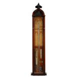 A late Victorian walnut Admiral Fitzroy barometer, with arched case and plaque inscribed 'J.B.