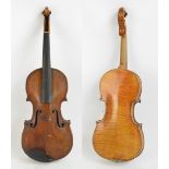 A full size German 'Concert' violin, Stradivarius copy with label, branded to scroll,