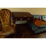 A reproduction sofa table with gilt metal details,