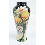 MOORCROFT; a modern 'Royal Wedding' pattern tube line decorated vase of slender baluster form,