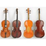 A full size German violin, copy of Joseph Guarnerius with label, the inlaid two-piece back 36cm,