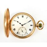 An early 20th century 9ct gold half hunter crown wind pocket watch,