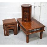 An Oriental hardwood coffee table, length 90cm,