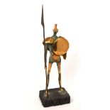 ARTHUR DOOLEY (1929-1994); a bronze figure of a centurion with polished and verdigris patina,