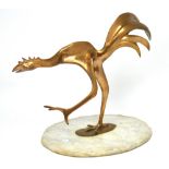 ARTHUR DOOLEY (1929-1994); a large bronze sculpture of a cockerel on marble base, height 30cm.