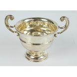 WILLIAM AITKEN; an Edward VII hallmarked silver bell shaped trophy with twin C-scroll handles,