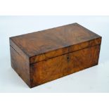 A mid-19th century walnut box with hinged lid and sectioned interior, width 37cm.