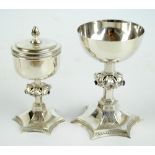 AR MOWBRAY & CO LTD; A George V hallmarked silver ecclesiastical ciborium and matching chalice,