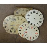 A group of early 20th century circular wall clock enamel dials including Barnwell,