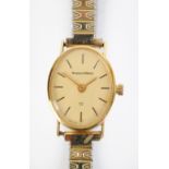 MAPPIN & WEBB; a boxed lady's 9ct yellow gold automatic railway interest wristwatch,