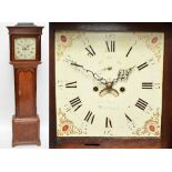 A late George III oak and mahogany crossbanded longcase clock,