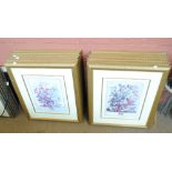 A set of twelve reproduction coloured floral prints each representing a month of the year with the