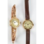 DOMINANT; an early 20th century 9ct yellow gold cased lady's wristwatch,