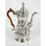 WILLIAM SHAW II & WILLIAM PRIEST; a George II hallmarked silver coffee pot of baluster form,