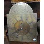 An all brass faced longcase clock dial with eight day movement inscribed 'Jos Durvard,