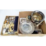 A quantity of electroplated items including a bottle cooler, a tazza,