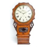 A late 19th century walnut and inlaid wall clock with circular painted dial inscribed 'Bennett,