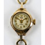 TECHNOS; a lady's vintage 9ct yellow gold cased wristwatch,