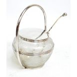 A French silver plated and glass cocktail bowl with lid and ladle,