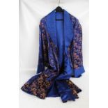 A modern machine embroidered oriental style dressing gown.