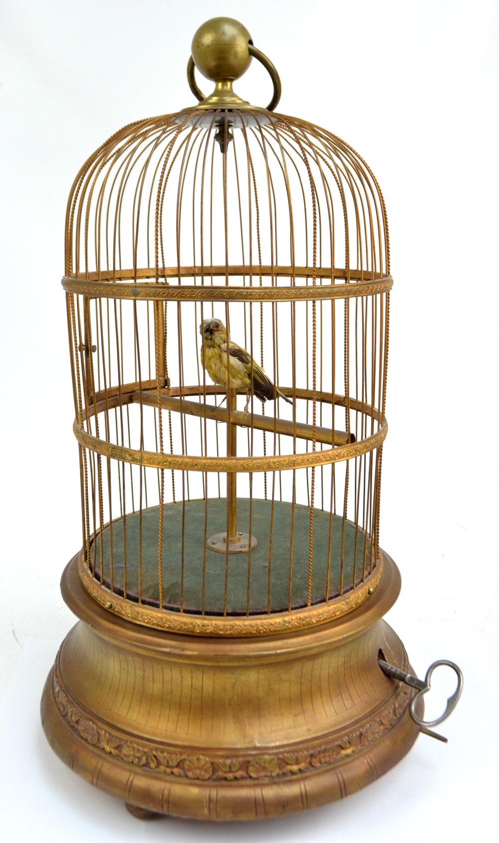 An unusual large 19th century singing bird cage automaton,