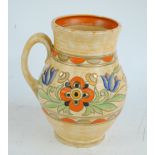 CHARLOTTE RHEAD; a Crown Ducal baluster ribbed jug with floral tube line decoration,