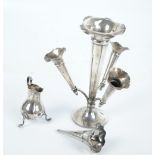 HARRISON & HIPWOOD; an Edward VII hallmarked silver three branch epergne with flared wavy rims,