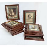 A group of fifteen black and white prints taken from engravings and depicting famous poets and