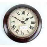 A mahogany GPO circular electric wall clock,