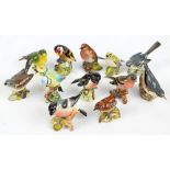 Twelve Beswick figures of birds including 'Grey Wagtail', model no.1041 (af), 'Blue Tit', model no.