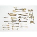 A group of various continental electroplated servers to include cake tongs,