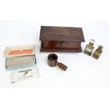 Various collectors' items to include an oak box with interior partition and pull out three division