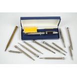 A group of twelve propelling pencils, and a boxed 'Pen Watch' (13).