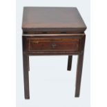 A Chinese hardwood side table/jardinière with square top above carved frieze and single drawer