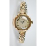 JW BENSON; a lady's 9ct yellow gold cased mechanical wristwatch,