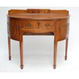 A reproduction Adam style mahogany demi-lune sideboard,