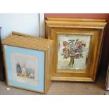 A set of eight reproduction coloured prints with a West Indies theme and two floral prints,