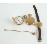 WALTHAM; a 10ct rose gold crown wind full hunter pocket watch,