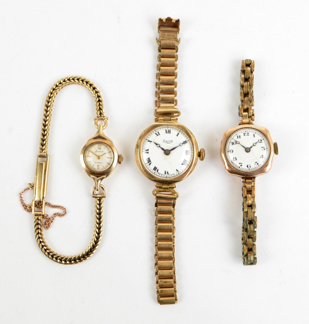 Three 9ct yellow gold lady's wristwatches to include a 1930s Limit III,