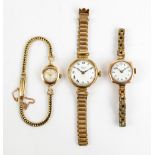 Three 9ct yellow gold lady's wristwatches to include a 1930s Limit III,
