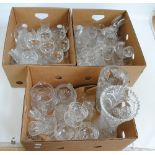 A quantity of predominantly clear cut glass including large vases,